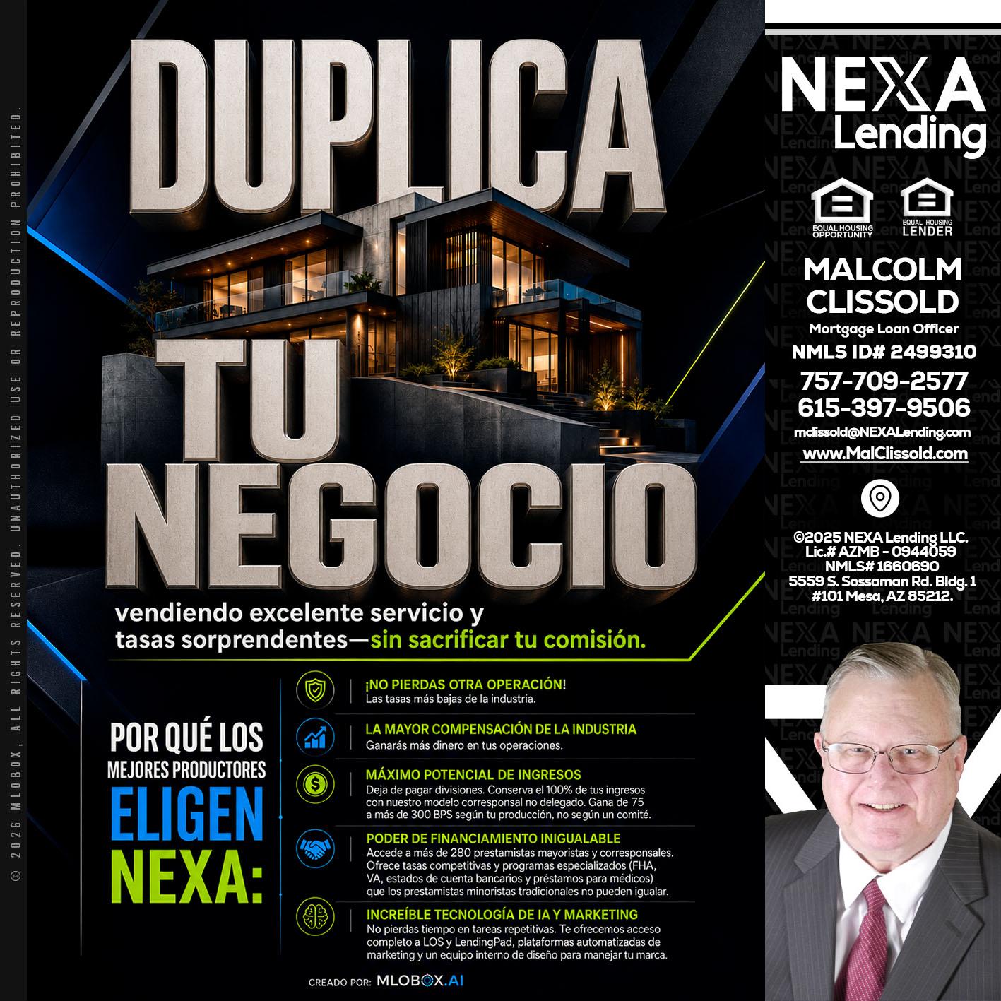 DUPLICA TU NEGOCIO - Malcolm Clissold -Mortgage Loan Officer