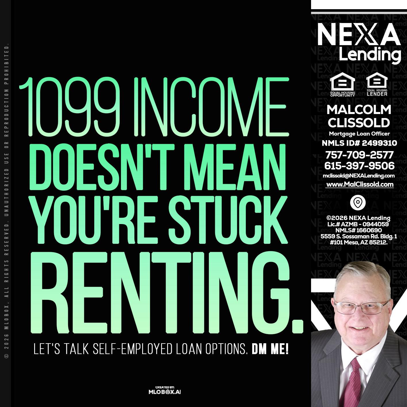 1099 income - Malcolm Clissold -Mortgage Loan Officer