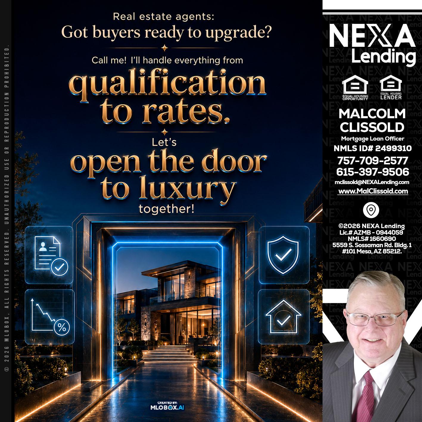QUALIFICATION TO RATES - Malcolm Clissold -Mortgage Loan Officer
